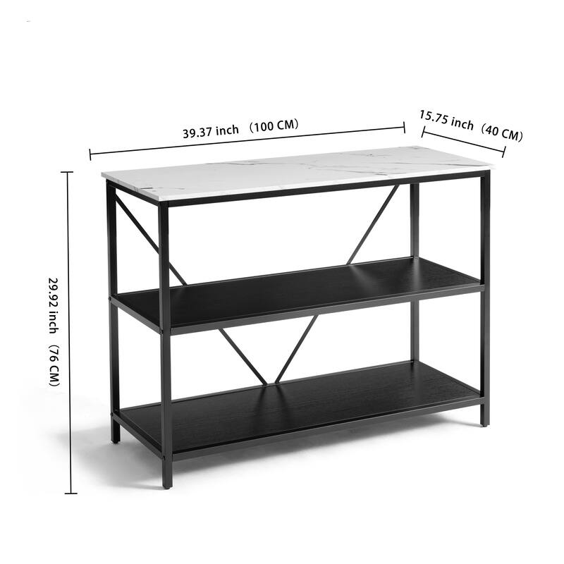Modern Console Table with Marble-Inspired Top
