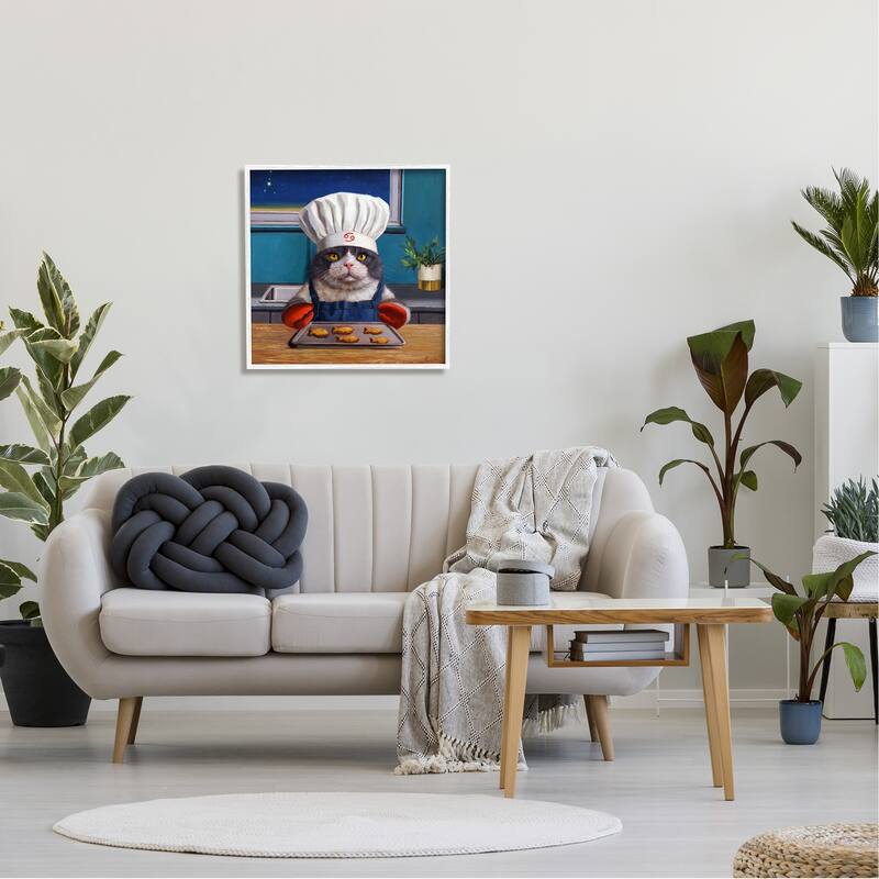 Stupell Fresh Baked Fish Cookies Cat Chef Astrological Symbol Framed Wall Art, Design by Lucia Heffernan