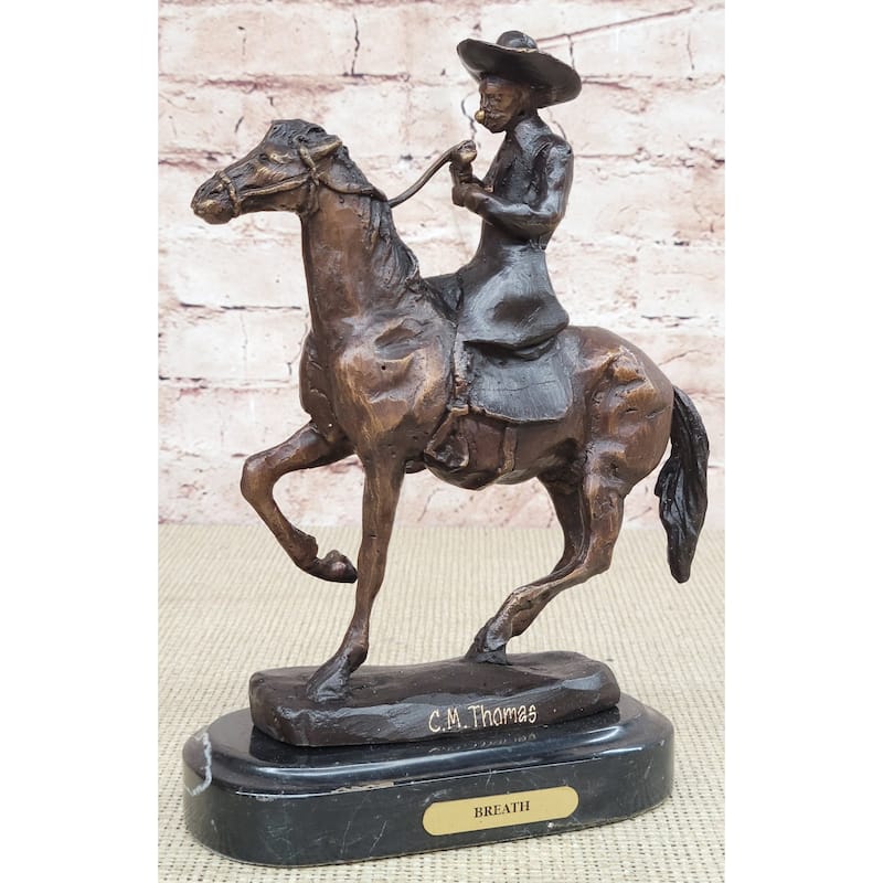 Breath Frederic Remington Bronze Cowboy Statue Sculpture Western Art 9 Inches X 9 Inches