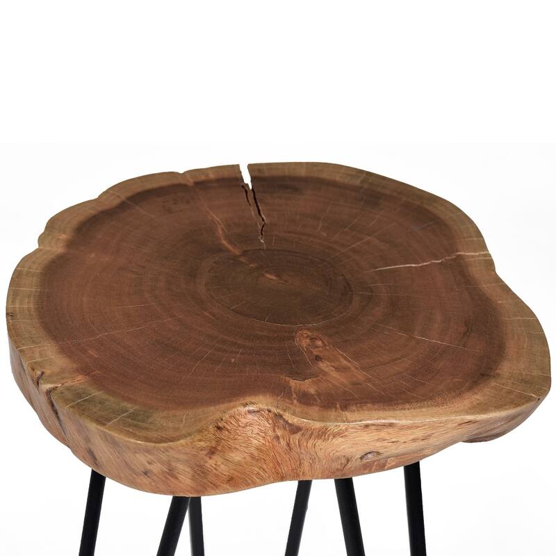 26" Brown and Black Accent Table with Hairpin Legs