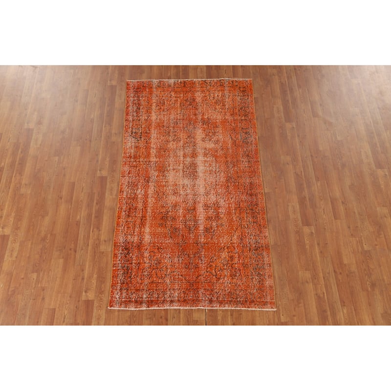 Orange Anatolian Distressed Turkish Vintage Rug Handmade Wool Carpet - 3'9"x 7'0"