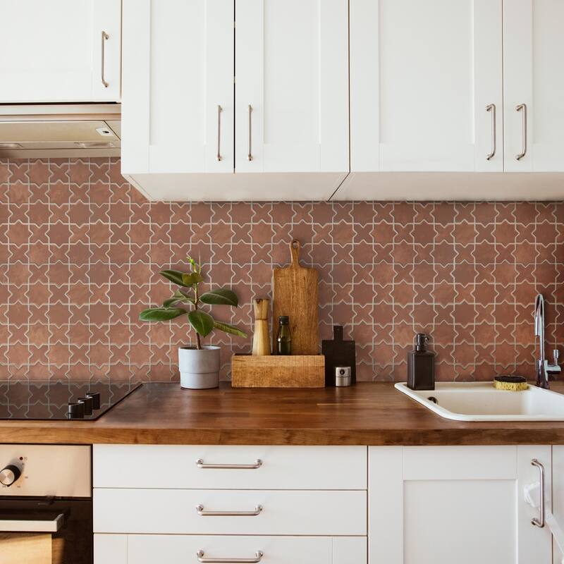 Merola Tile Sentier des cotto 2" Star Cross 11-7/8" x 11-7/8" Porcelain Mosaic Floor and Wall Tile - Case (10 Tiles)