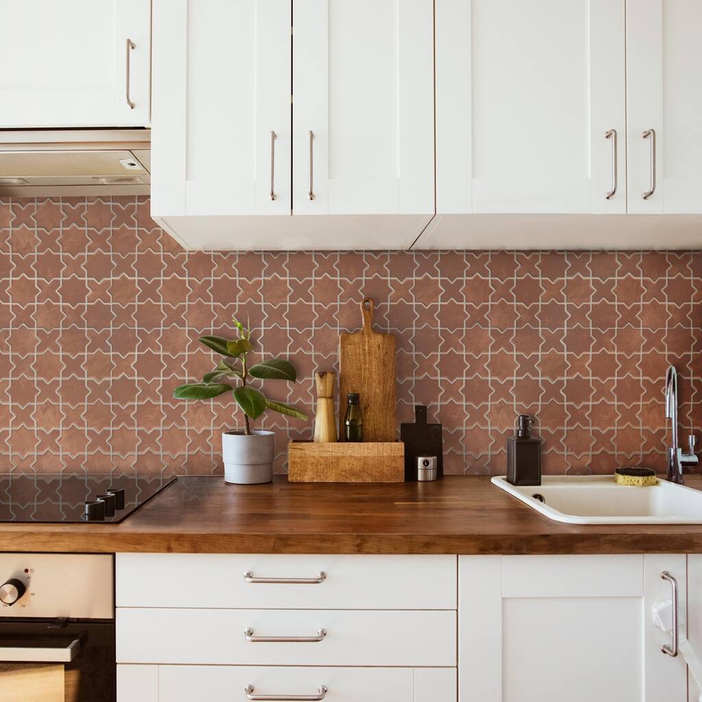 Merola Tile Sentier des cotto 2" Star Cross 11-7/8" x 11-7/8" Porcelain Mosaic Floor and Wall Tile