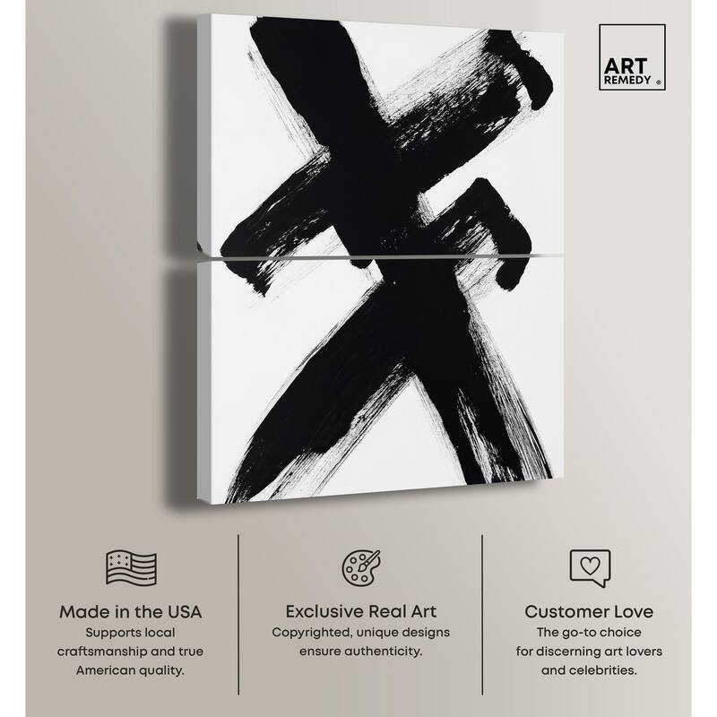 Black X Canvas Set of 2 by Art Remedy, Gallery Wrapped