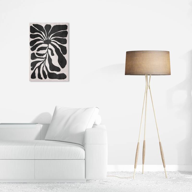 Wynwood Studio Canvas Floral and Botanical Sunshine Floral Noir Black and Light Gray Bohemian & Eclectic Wall Art Canvas Print - 24 x 16