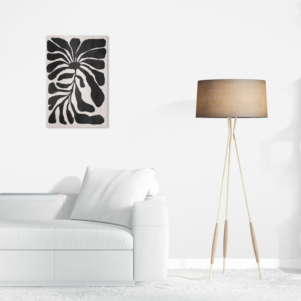Wynwood Studio Canvas Floral and Botanical Sunshine Floral Noir Black and Light Gray Bohemian & Eclectic Wall Art Canvas Print