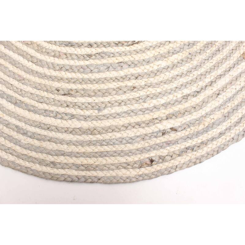 ECARPETGALLERY Braided Weave Palas Denizli Grey Jute Rug - 3'3 x 3'3