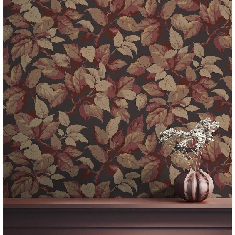 Canopy Burgundy Leaf Wallpaper