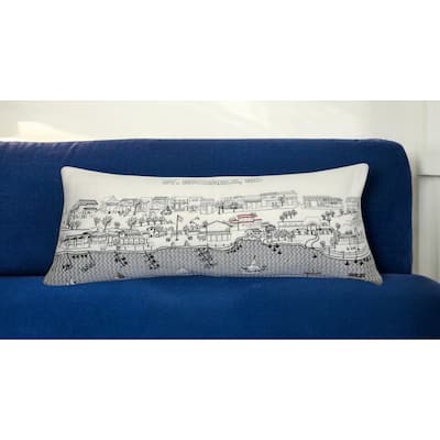 HomeRoots 35" White St Michael's Daylight Skyline Lumbar Decorative Pillow