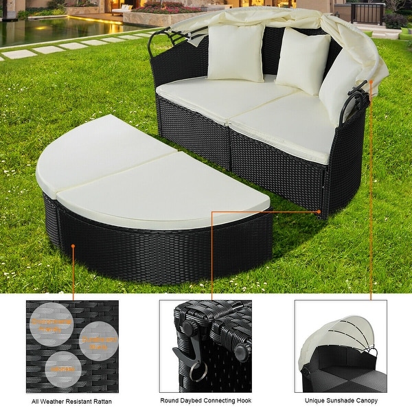 Costway Outdoor Patio Sofa Furniture Round Retractable Canopy