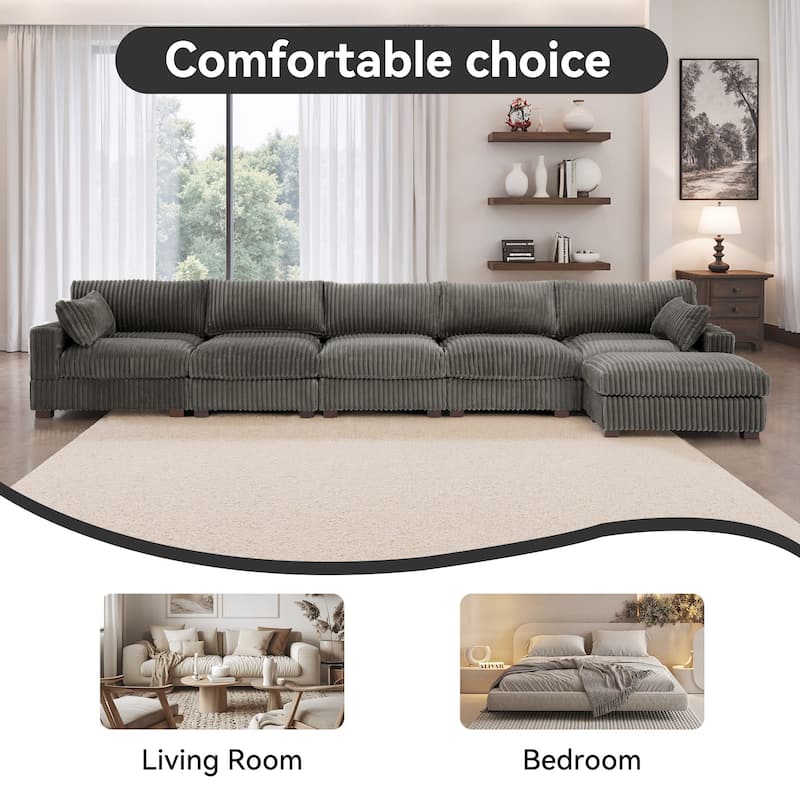 Oversized Plush Modular Sectional Sofa Couch with Ottoman
