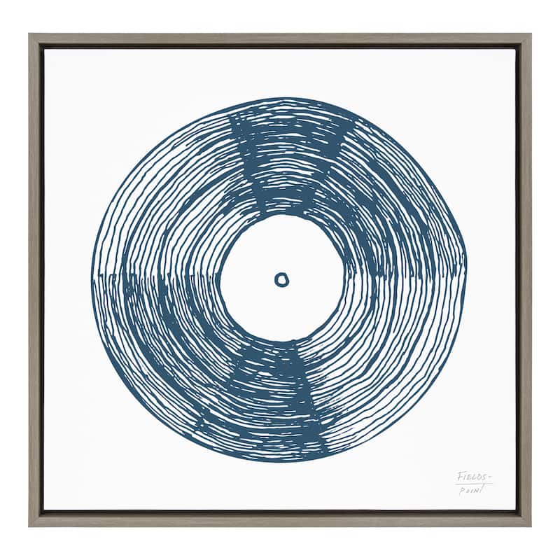 Kate and Laurel Sylvie Record Blue Framed Canvas by Statement Goods