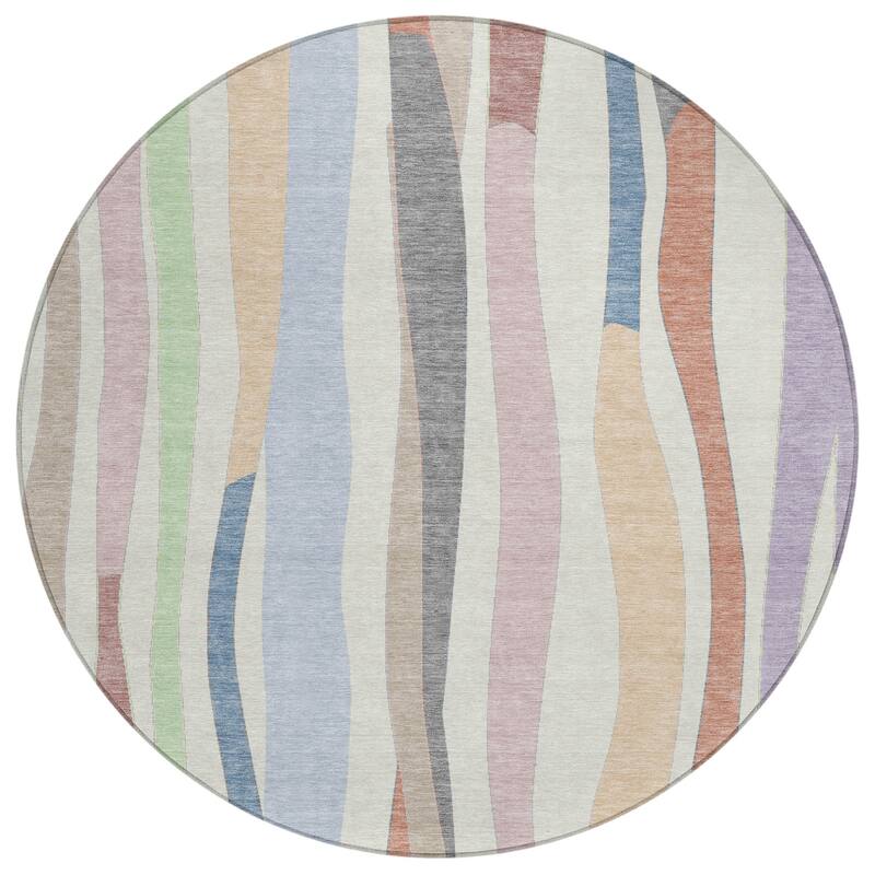 Machine Washable Indoor/Outdoor Modern Stripes Chantille Rug