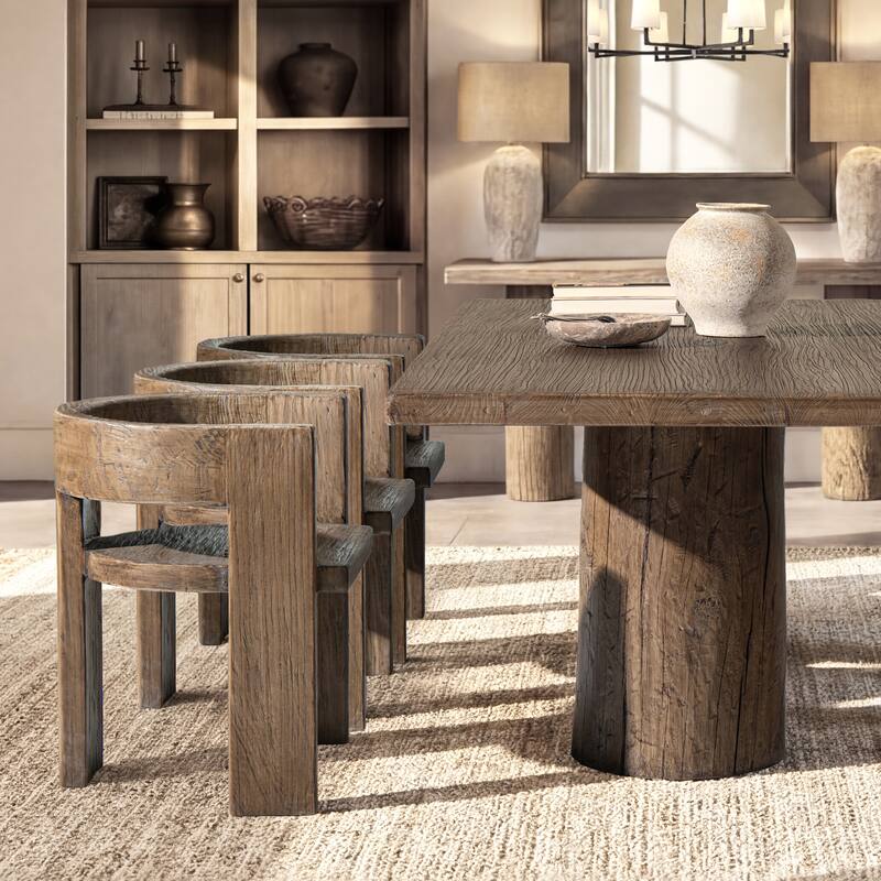 Jennifer Taylor Home Soren Solid Reclaimed Elm Sculptural Accent Curved Dining Chair