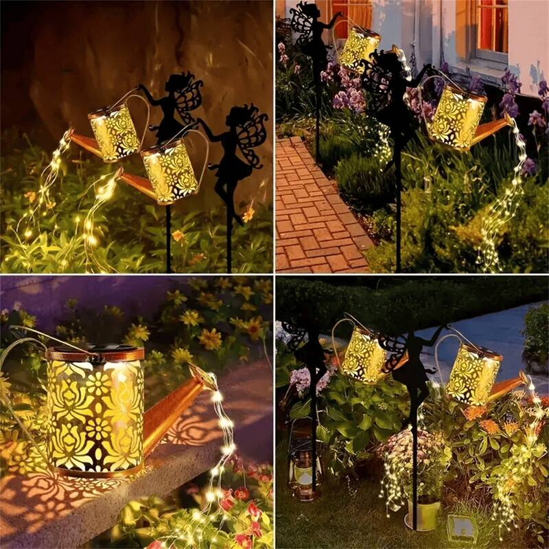 Warm light 1 PCS Fairy Garden Decor Light with Solar Watering Can