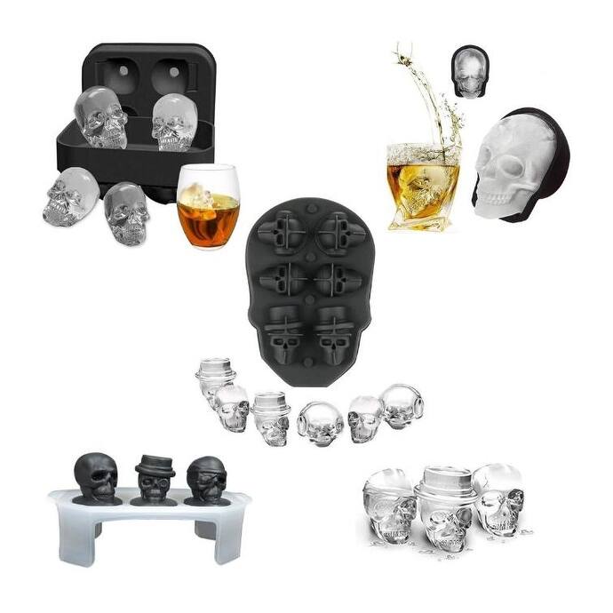 Spooky Halloween Ice Tray Molds - Tombstones & Skulls