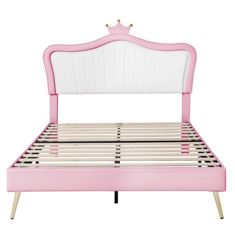 Queen Size Upholstered Bed Frame with LED Lights,Modern Upholstered