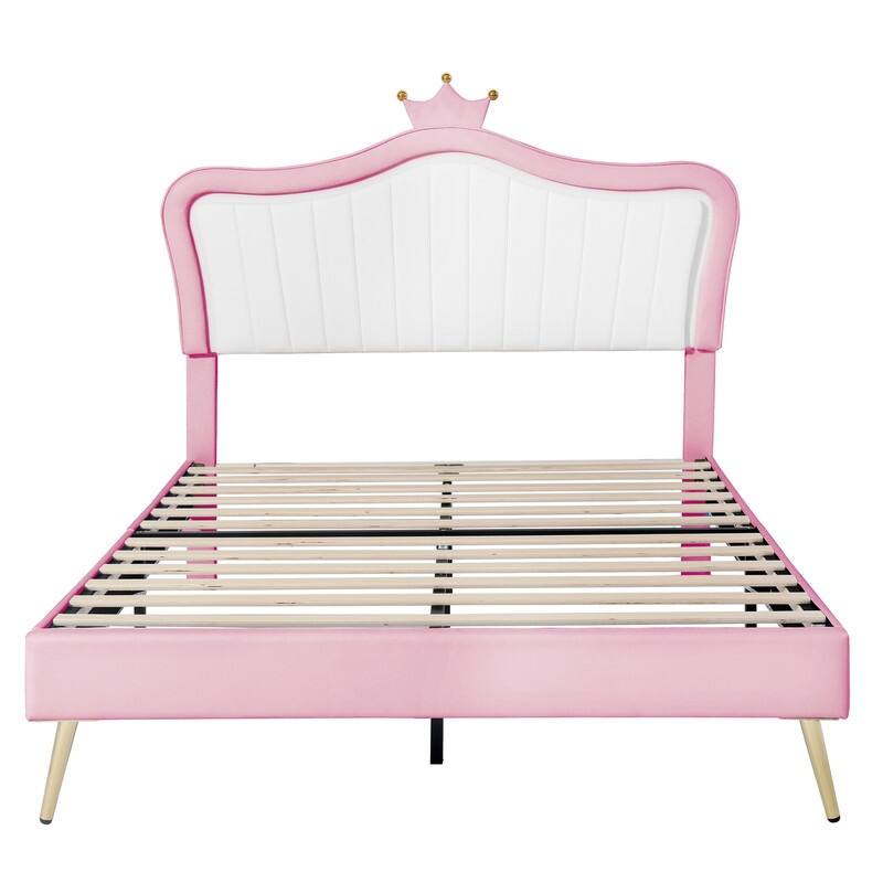 Queen Size Upholstered Bed Frame with LED Lights,Modern Upholstered