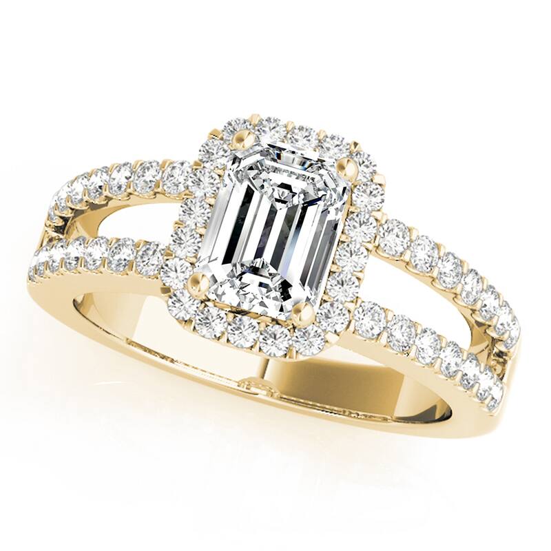 Auriya 14k Yellow Gold Lab Grown Emerald Diamond Halo Engagement Ring 0.50 to 5.00 ct. tw. (F-G VS) - 2.00 ct. center - 4