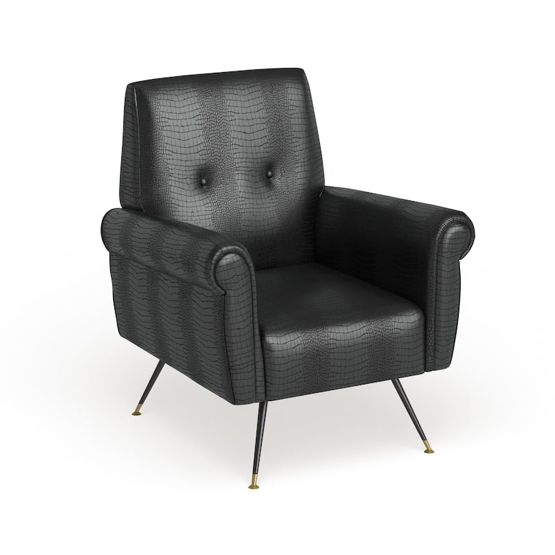 SAFAVIEH Mid-Century Modern Glam Mira Leather Black Club Chair - 32" x 29" x 36.5"