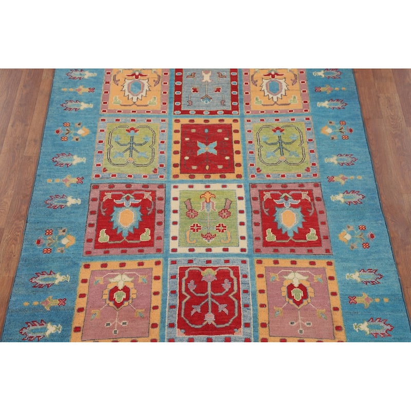 Garden Design Blue Kazak Accent Rug Handmade Wool Carpet - 4'1" x 6'0"