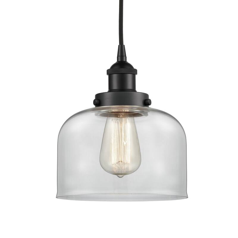 Innovations Lighting 616-1PH-10-8 Bell Pendant Bell 8" Wide Mini - Matte Black / Clear