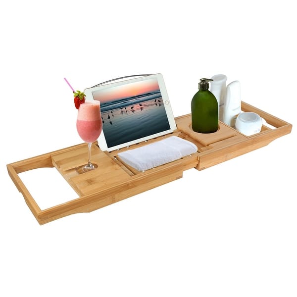 Bathtub Caddy Tray Crafted Bamboo Bath Tray Extendable Reading Rack