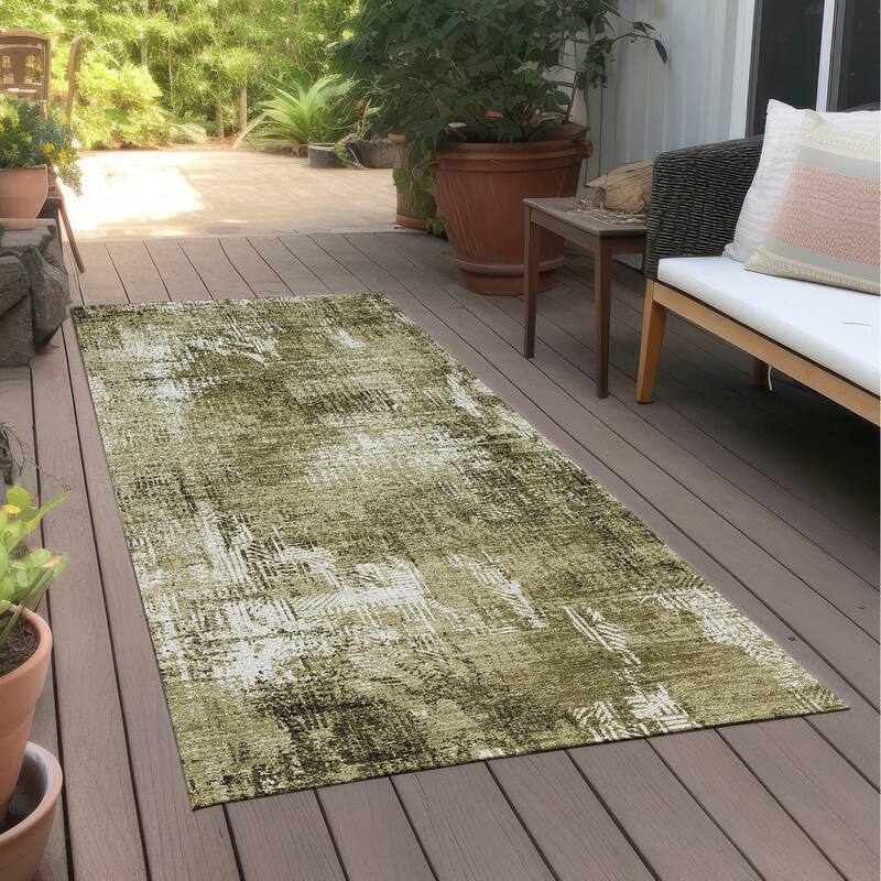 Machine Washable Indoor/ Outdoor Chantille Boho Abstract Rug