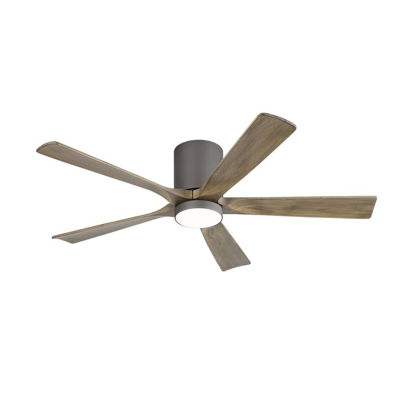 WINGBO 52" Solid Wood DC Motor Integrated LED Hugger Ceiling Fan with Remote