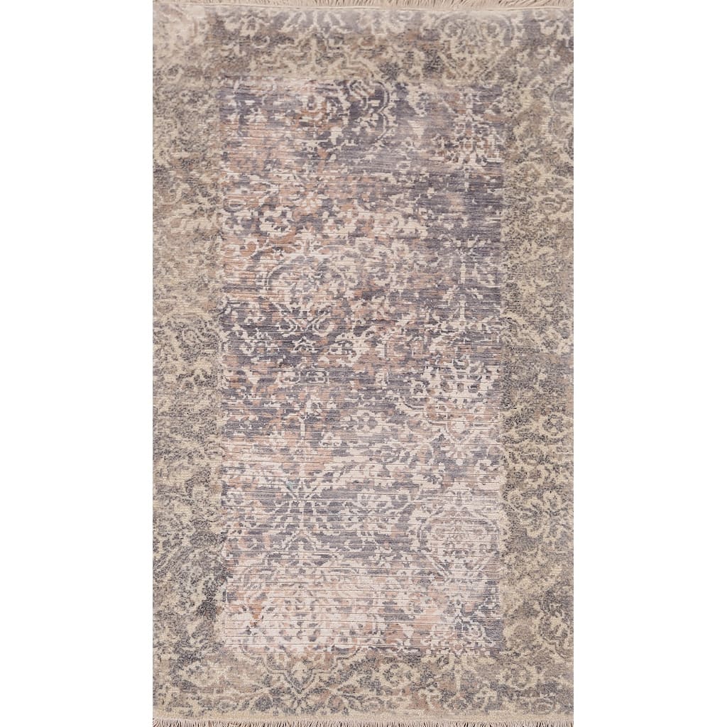 Abstract Oriental Accent Rug Hand-Knotted Wool Carpet - 2'8" x 4'9"