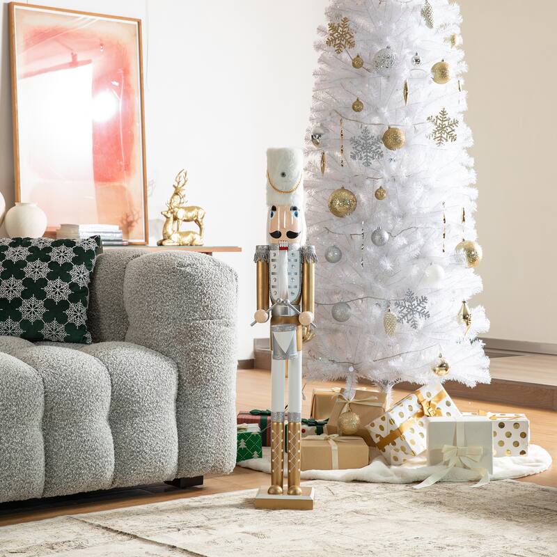 Glitzhome 36"H/42"H Wooden Christmas Deluxe Gold King Soldier Nutcracker