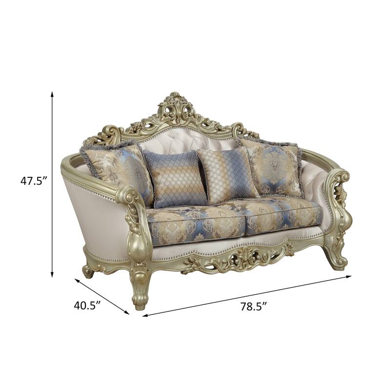 Corvallis Cream and Golden Ivory Button-Tufted Loveseat