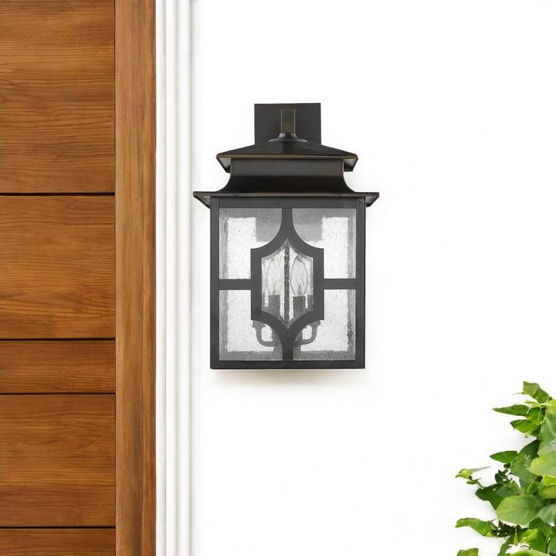Outdoor Wall Light Fixture with Seedy Glass Shade and Bronze Flush Mount E12 LED Compatible - 4-Light