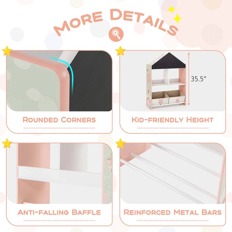 Costway Kids Dollhouse Bookshelf with Writable Chalkboard Whiteboard - See Details