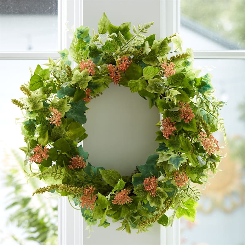 Mixed Seeded Foliage Spring Wreath - 24.5" - Green