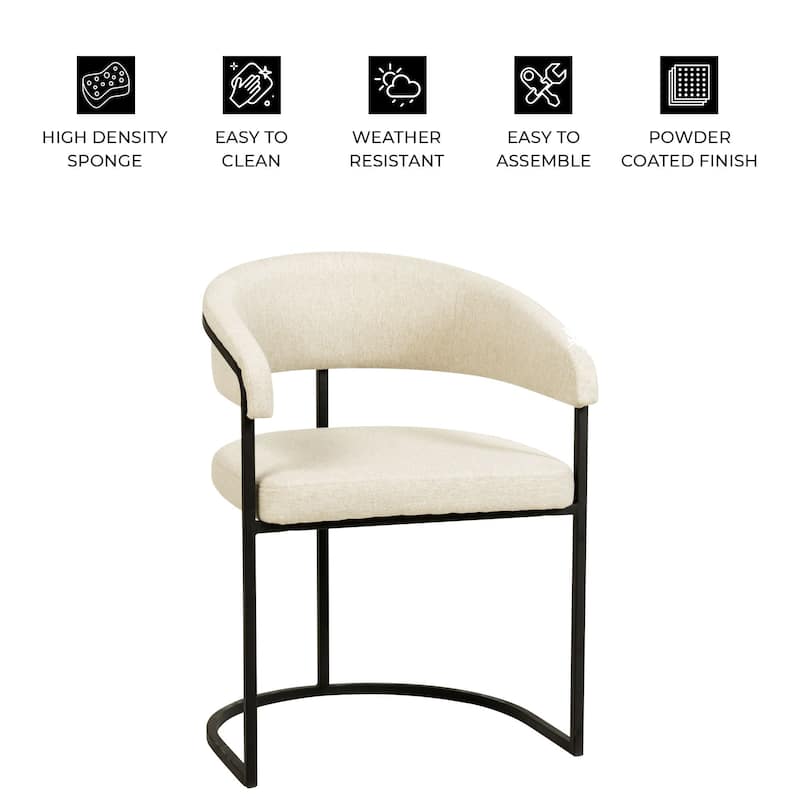 Aero Upholstered in Leather/Polyester/Boucle Iron Accent Dining Armchair for Home & Kitchen Set of 2