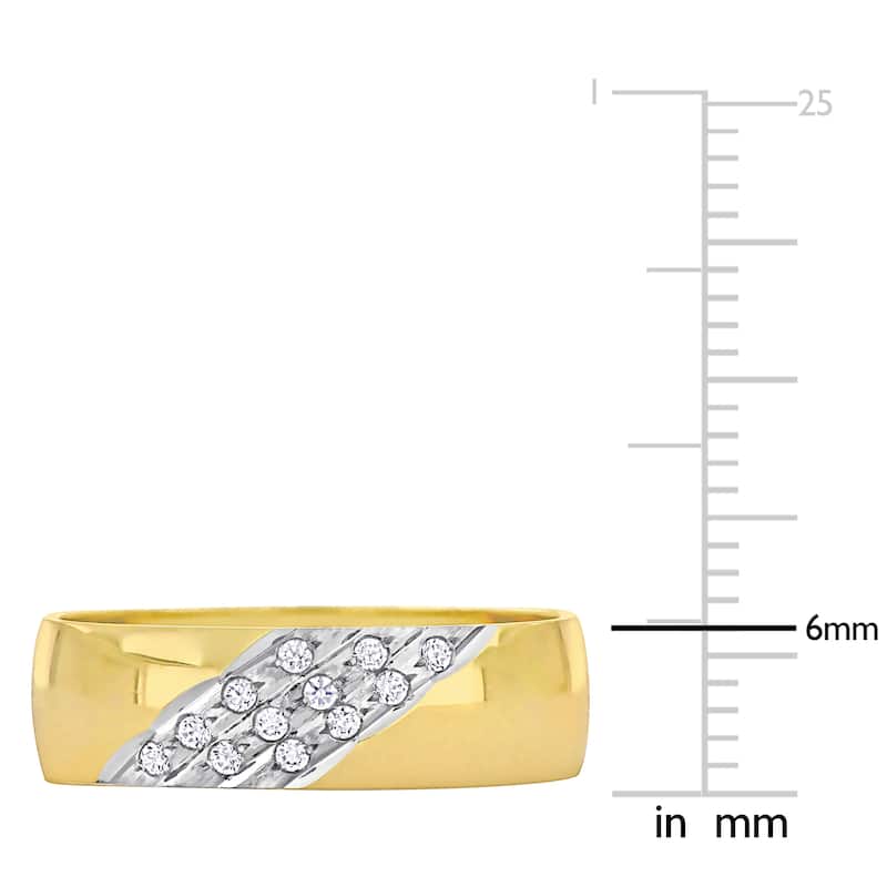 Miadora 6 mm Cubic Zirconia Mens Wedding Band in 10k Yellow Gold