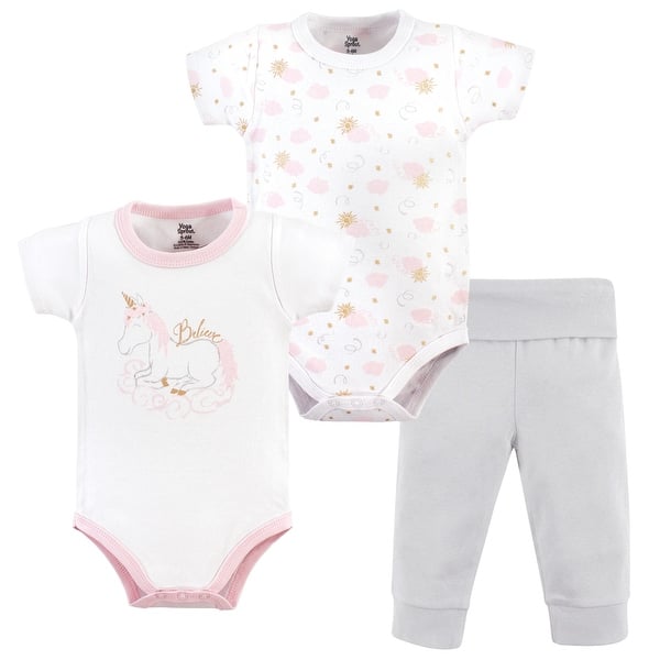 slide 1 of 1, Yoga Sprout Baby Girl Cotton Layette Set, Unicorn 0-3 Months - Unicorn