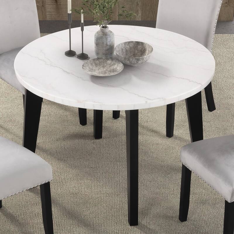 Furniture of America Fieny Modern Genuine White Marble Round 45-inch Dining Table