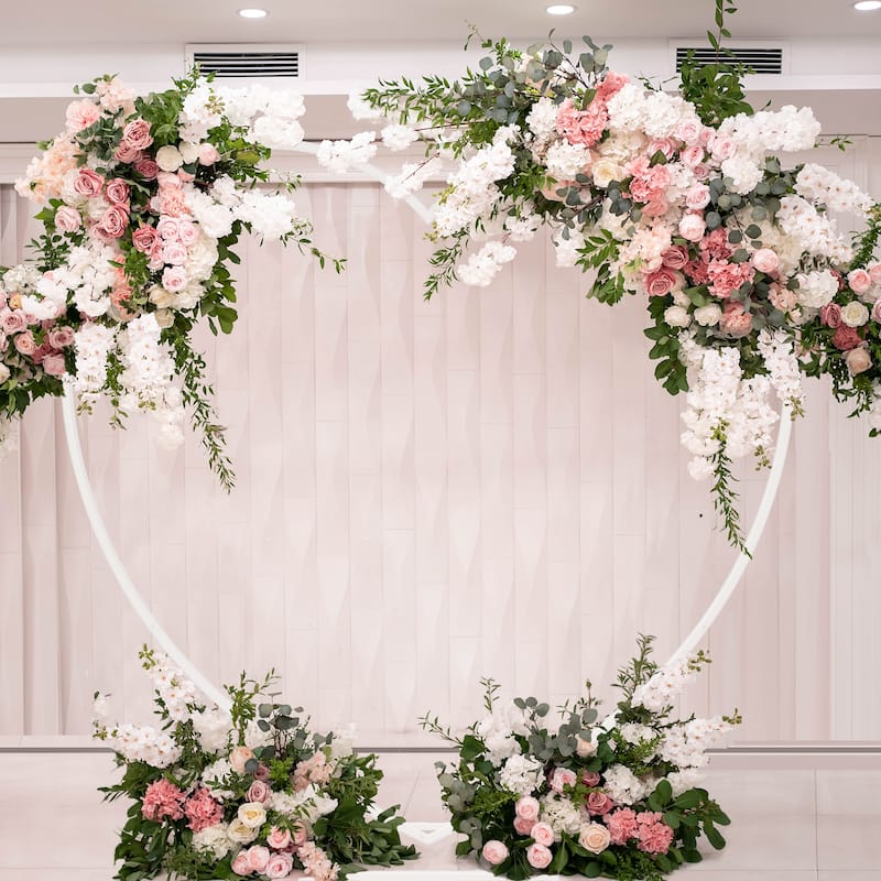 7.2ft Heavy Duty White Heart Shape Wedding Arch Backdrop Stand Metal