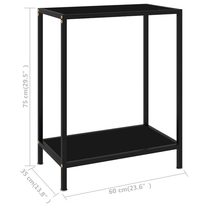 vidaXL Console Table Black 23.6"x13.8"x29.5" Tempered Glass - 23.6" x 13.8" x 29.5"