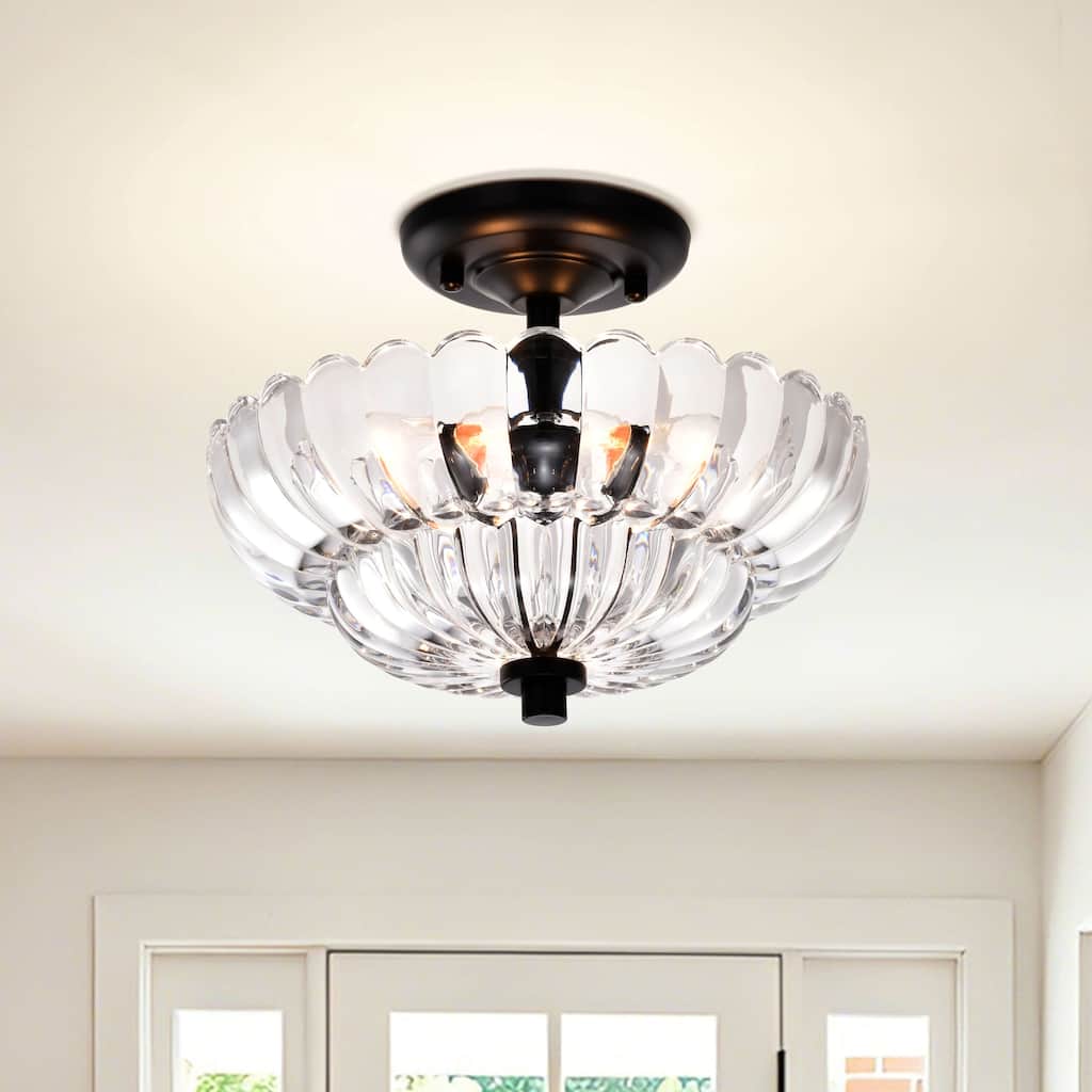 Jojospring Chloe Modern 3-Light Black Semi Flush Mount