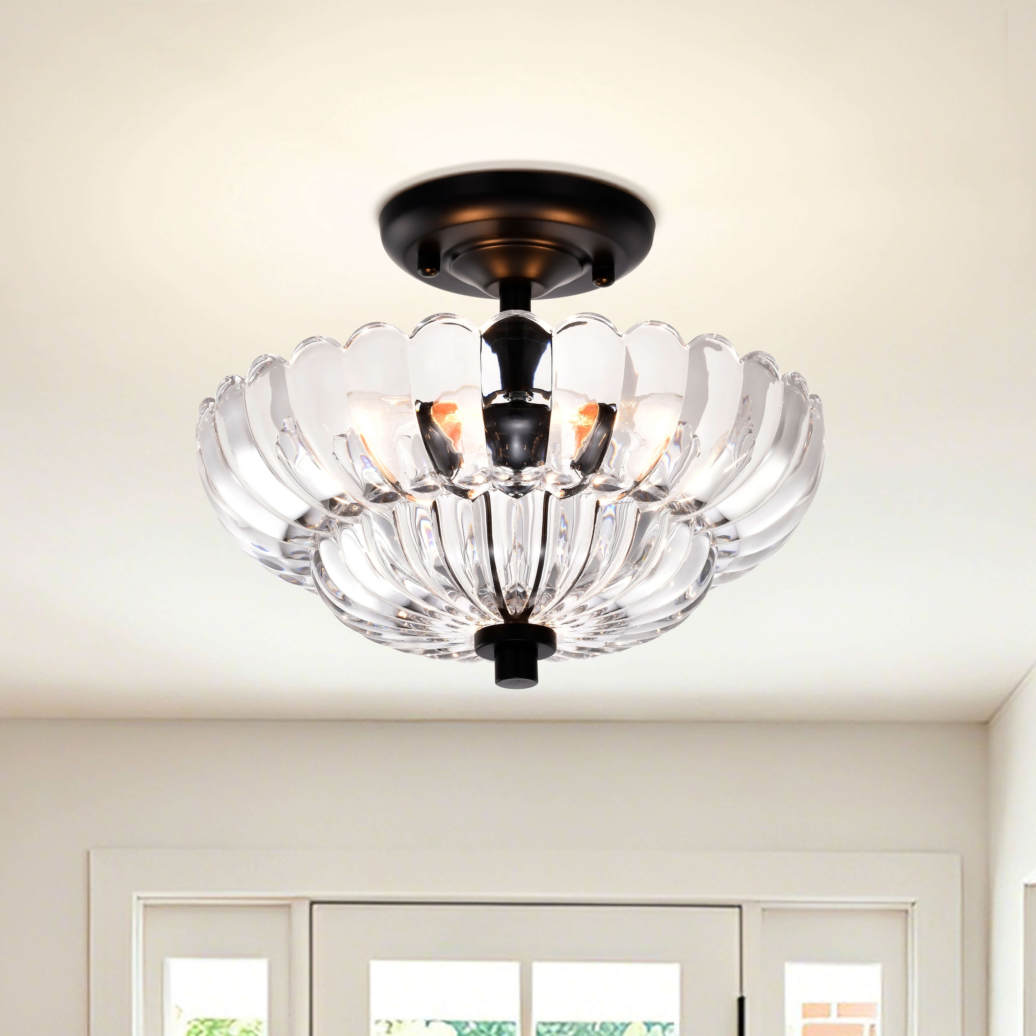 Jojospring Chloe Modern 3-Light Black Semi Flush Mount