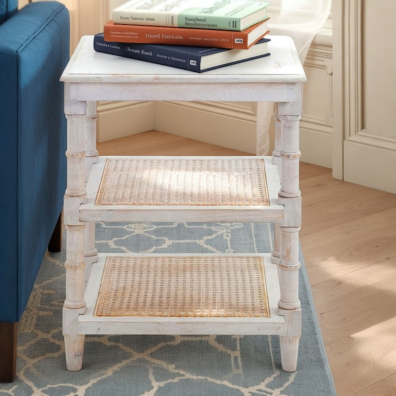 2-Shelf Wooden Side Table - 24" - White