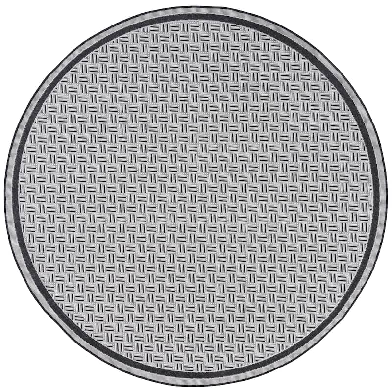 SAFAVIEH Terrace Elita Indoor/Outdoor Washable Backyard Patio Rug - 6'7" Round - Black/White