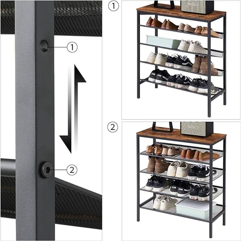 Industrial Shoe Rack - 11.81"D x 29.72"W x 34.25"H
