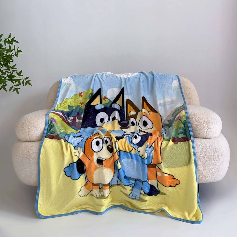 Bluey Family Photo Micro Raschel Throw Blanket