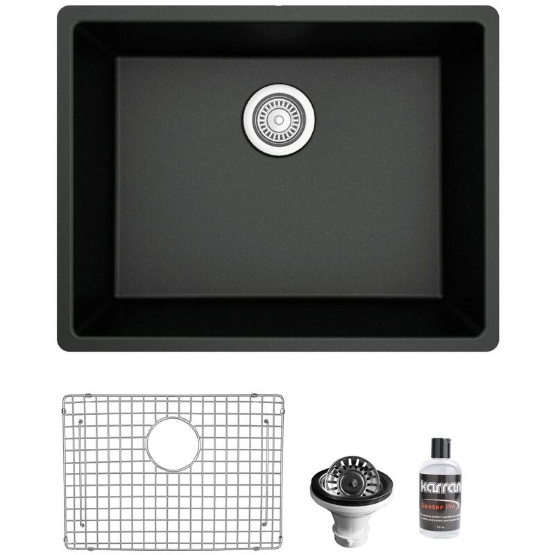 Karran USA QU-820-PK1 Quartz QU 24-3/8" Undermount Single Basin Quartz - Black
