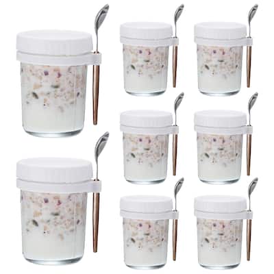 Overnight Oats Containers with Lids, 8Pcs - 10 Oz Jars with Spoons - 350ml