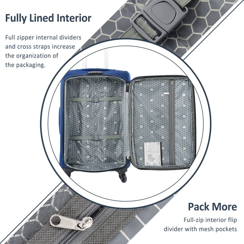 Merax 3 Piece Set Softside Luggage Sets with Spinner Wheels, Expandable Softshell Suitcase Set with Telescopic Handle